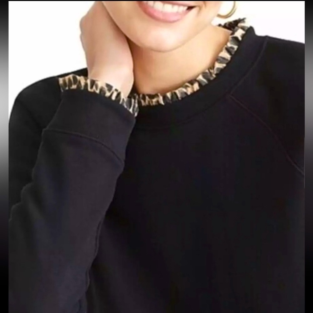 J.Crew Leopard Ruffle Trim Sweatshirt